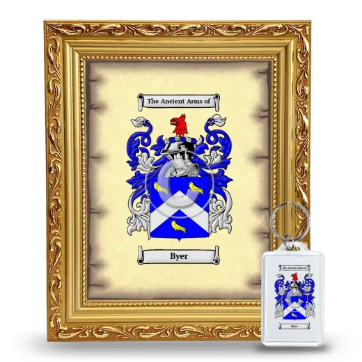 Byer Framed Coat of Arms and Keychain - Gold