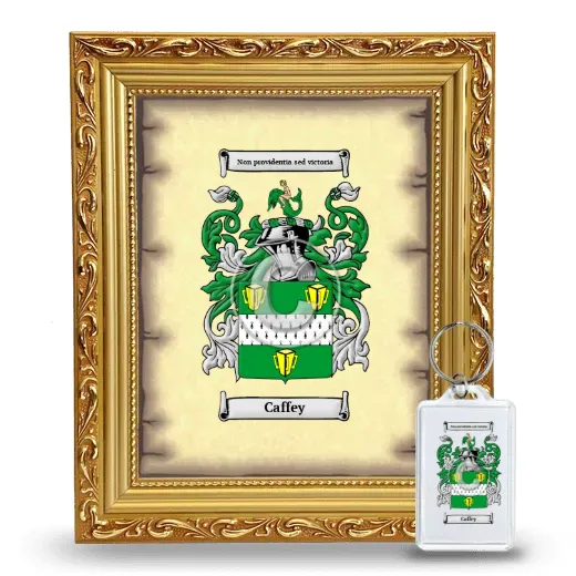 Caffey Framed Coat of Arms and Keychain - Gold