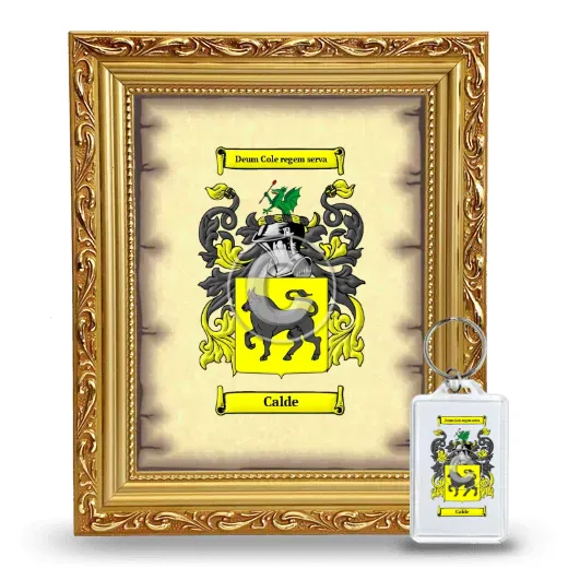 Calde Framed Coat of Arms and Keychain - Gold