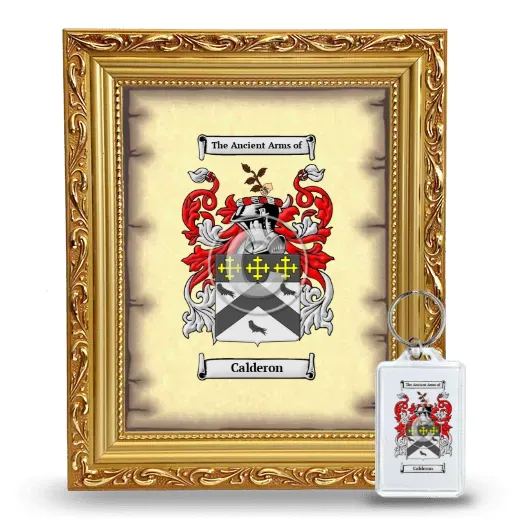 Calderon Framed Coat of Arms and Keychain - Gold
