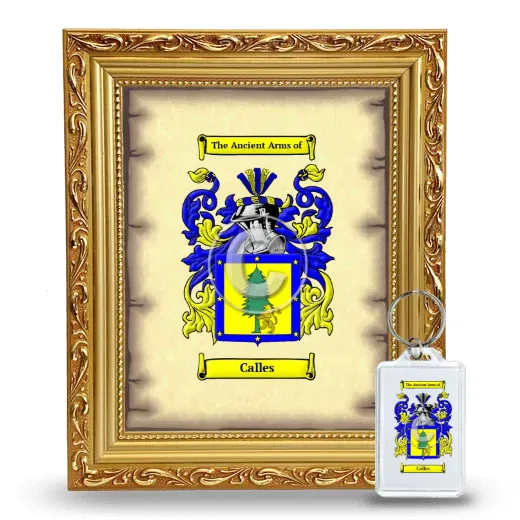 Calles Framed Coat of Arms and Keychain - Gold