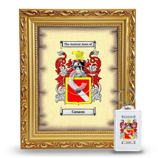 Canans Framed Coat of Arms and Keychain - Gold