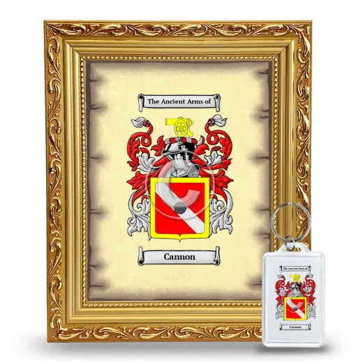 Cannon Framed Coat of Arms and Keychain - Gold