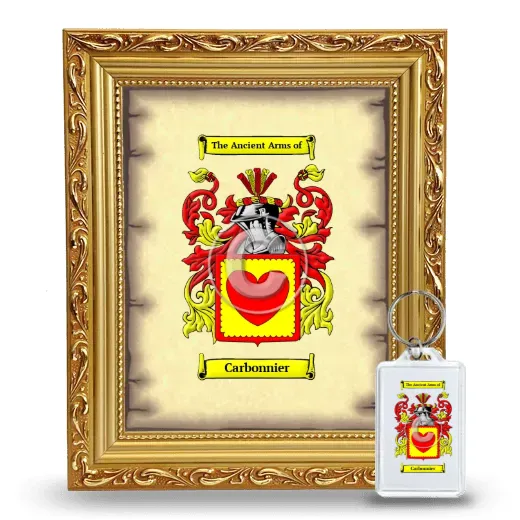 Carbonnier Framed Coat of Arms and Keychain - Gold