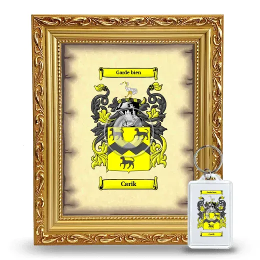 Carik Framed Coat of Arms and Keychain - Gold