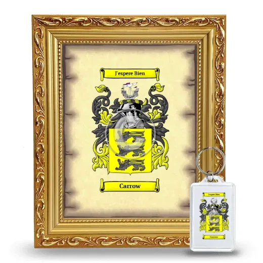 Carrow Framed Coat of Arms and Keychain - Gold