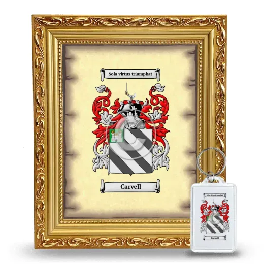 Carvell Framed Coat of Arms and Keychain - Gold