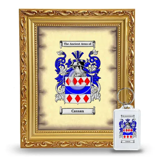 Cassan Framed Coat of Arms and Keychain - Gold