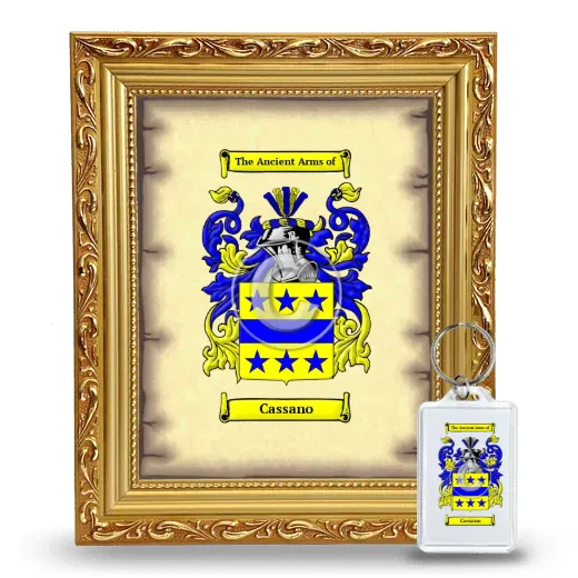 Cassano Framed Coat of Arms and Keychain - Gold