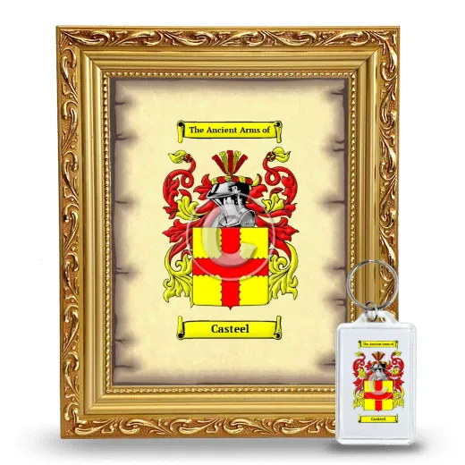 Casteel Framed Coat of Arms and Keychain - Gold