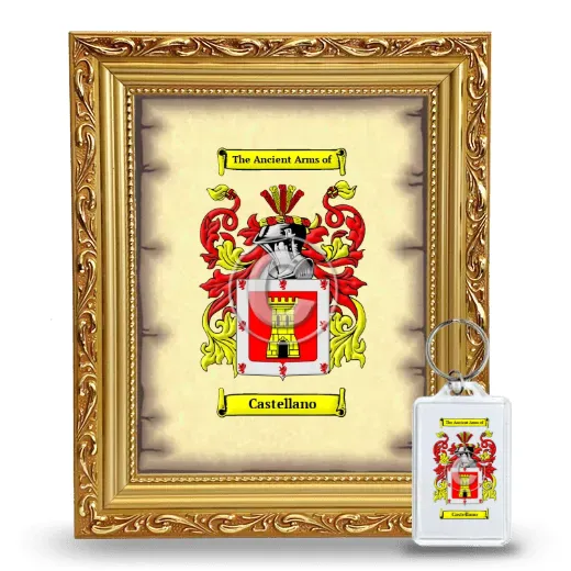 Castellano Framed Coat of Arms and Keychain - Gold