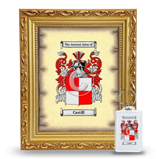 Castill Framed Coat of Arms and Keychain - Gold