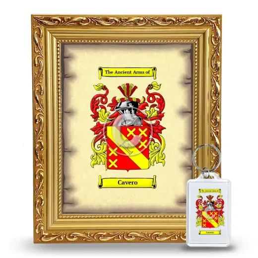 Cavero Framed Coat of Arms and Keychain - Gold
