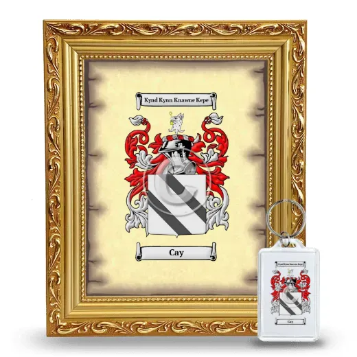 Cay Framed Coat of Arms and Keychain - Gold