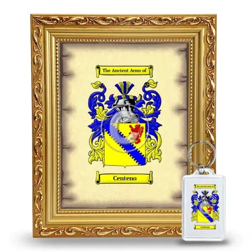 Centeno Framed Coat of Arms and Keychain - Gold