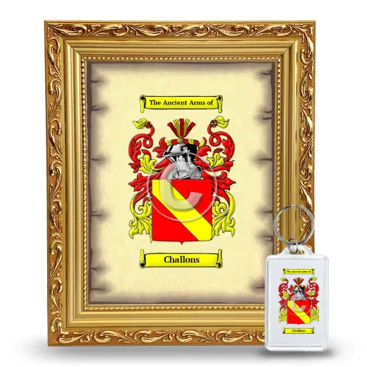 Challons Framed Coat of Arms and Keychain - Gold