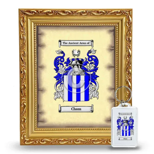 Cham Framed Coat of Arms and Keychain - Gold