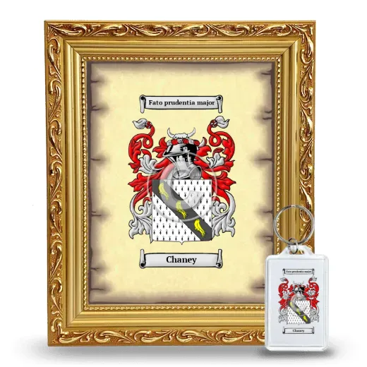 Chaney Framed Coat of Arms and Keychain - Gold
