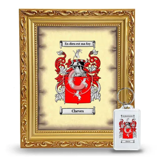 Cheves Framed Coat of Arms and Keychain - Gold