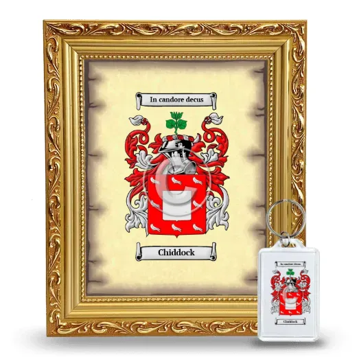 Chiddock Framed Coat of Arms and Keychain - Gold