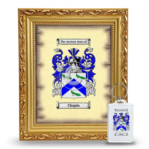 Chopin Framed Coat of Arms and Keychain - Gold