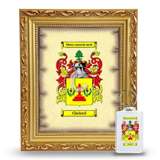Christel Framed Coat of Arms and Keychain - Gold