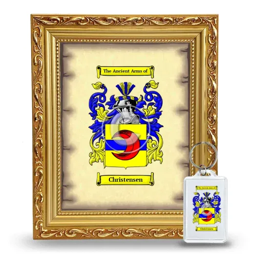 Christensen Framed Coat of Arms and Keychain - Gold
