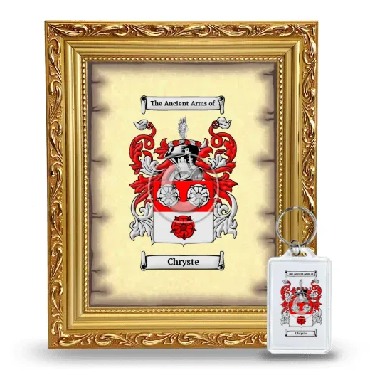 Chryste Framed Coat of Arms and Keychain - Gold