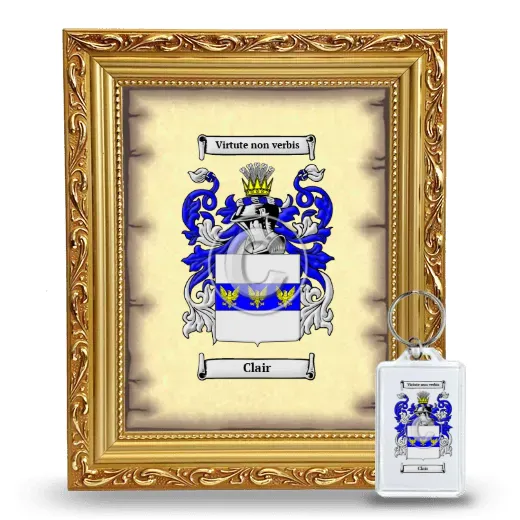 Clair Framed Coat of Arms and Keychain - Gold