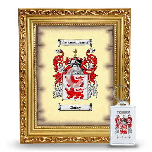 Clancy Framed Coat of Arms and Keychain - Gold