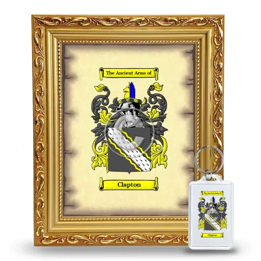 Clapton Framed Coat of Arms and Keychain - Gold