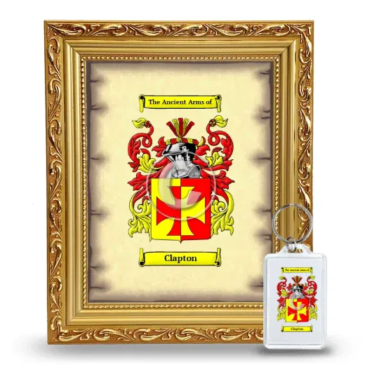 Clapton Framed Coat of Arms and Keychain - Gold