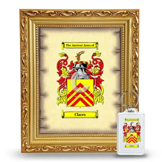 Clares Framed Coat of Arms and Keychain - Gold