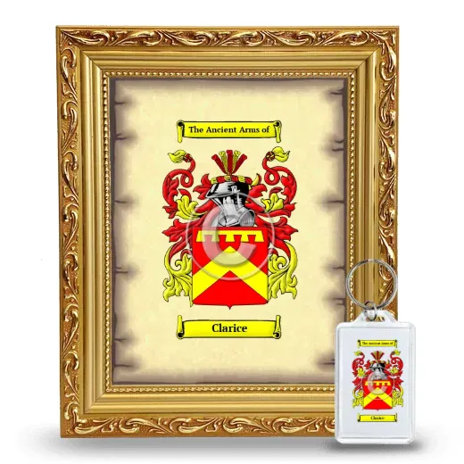 Clarice Framed Coat of Arms and Keychain - Gold