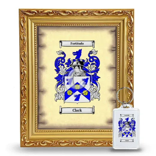 Clark Framed Coat of Arms and Keychain - Gold