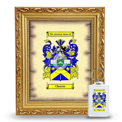 Cleaver Framed Coat of Arms and Keychain - Gold