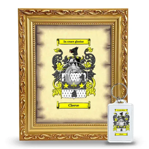 Cleeve Framed Coat of Arms and Keychain - Gold