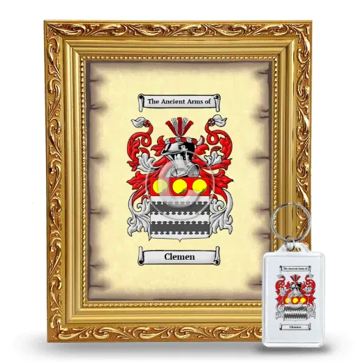Clemen Framed Coat of Arms and Keychain - Gold