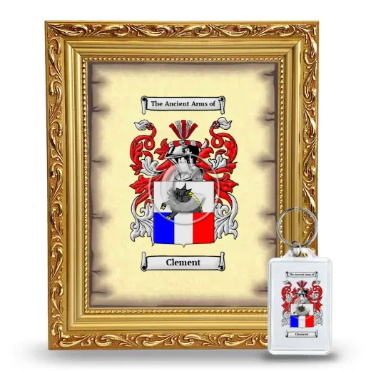 Clement Framed Coat of Arms and Keychain - Gold