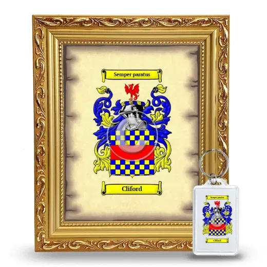 Cliford Framed Coat of Arms and Keychain - Gold