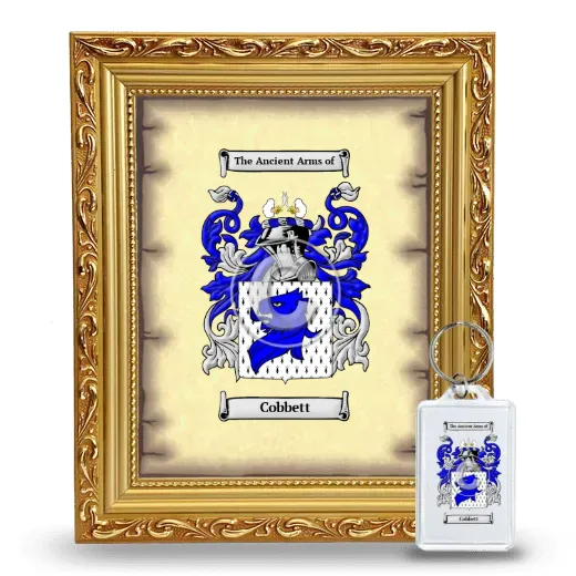 Cobbett Framed Coat of Arms and Keychain - Gold