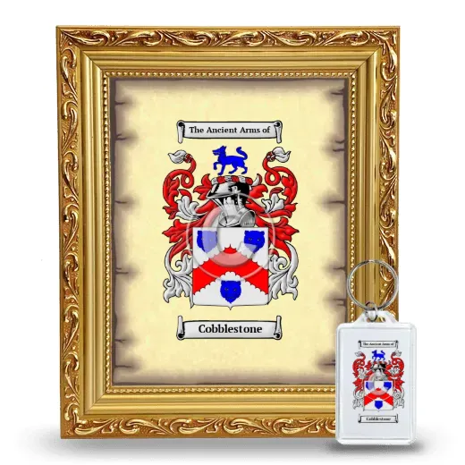 Cobblestone Framed Coat of Arms and Keychain - Gold