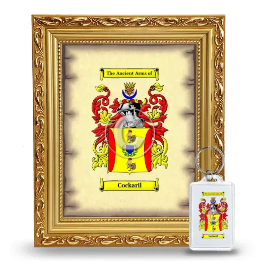 Cockaril Framed Coat of Arms and Keychain - Gold