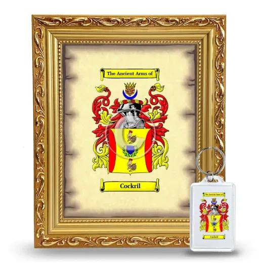 Cockril Framed Coat of Arms and Keychain - Gold