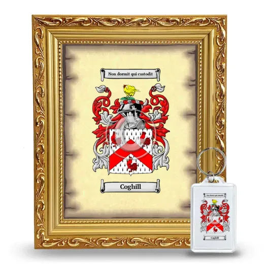 Coghill Framed Coat of Arms and Keychain - Gold
