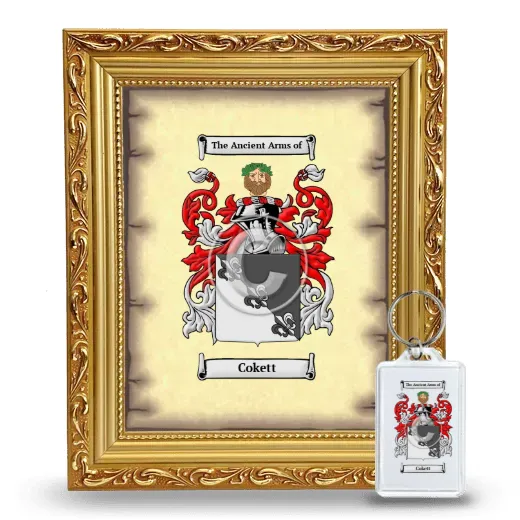 Cokett Framed Coat of Arms and Keychain - Gold