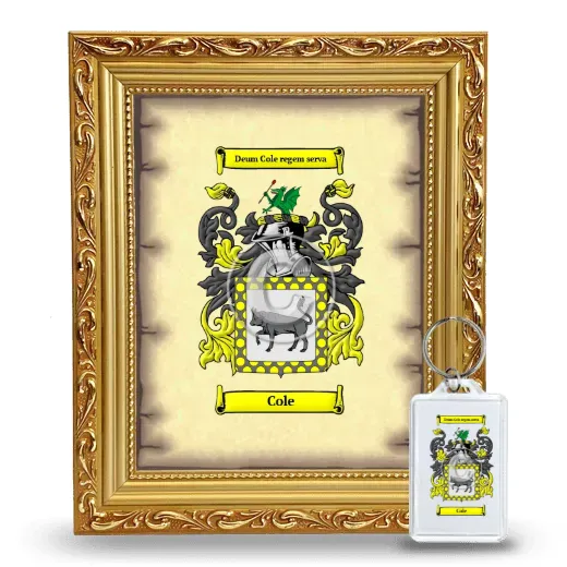 Cole Framed Coat of Arms and Keychain - Gold