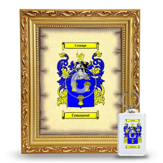 Comment Framed Coat of Arms and Keychain - Gold