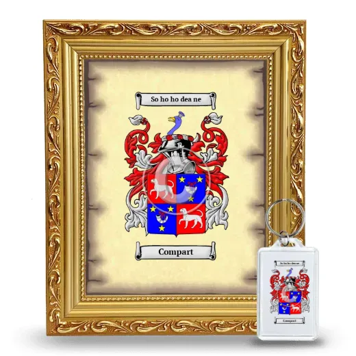 Compart Framed Coat of Arms and Keychain - Gold