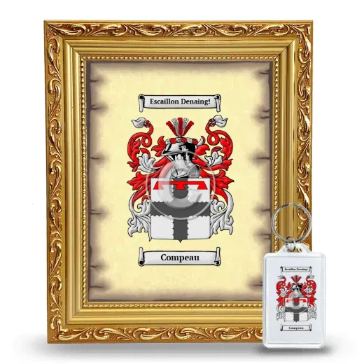 Compeau Framed Coat of Arms and Keychain - Gold